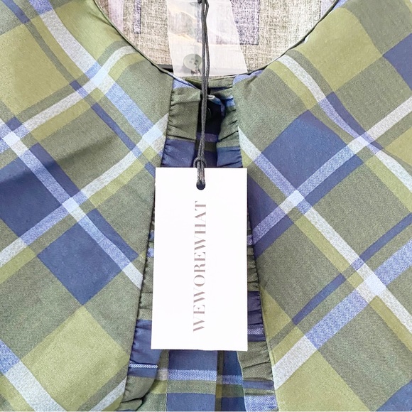 WeWoreWhat Puff Sleeve Plaid Oversized Collared Blouse NWT Academia - Picture 10 of 12